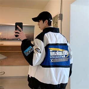 2023秋季美式复古赛车服外套男潮牌炸街机车夹克棒球服 W3681-P72图片