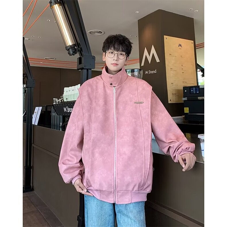 PU皮衣外套男春秋款短款机车服潮牌高级感飞行员夹克,男装夹克,星座410-7