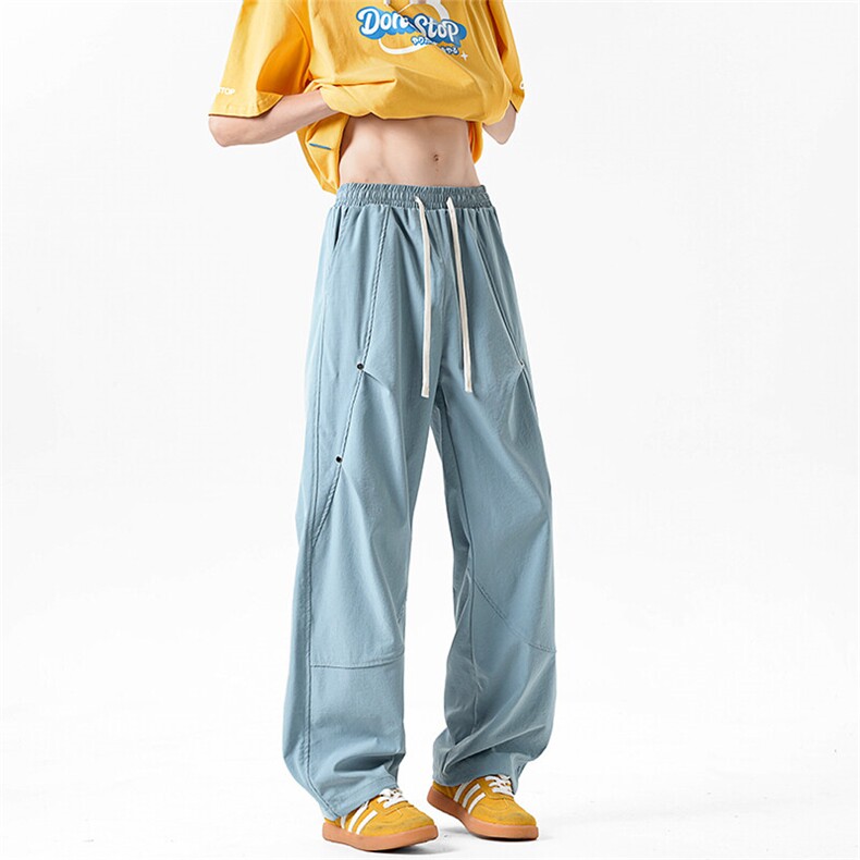 休闲裤男夏季新款港风宽松冰丝工装阔腿裤CK8202-P42，男装休闲裤，星座214-3