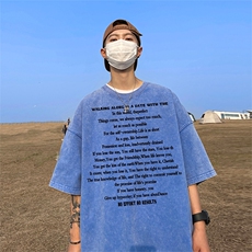 直播品质重磅240克美式复古蜡染水洗做旧宽松短袖t恤T1210-P38，男装T恤，电商A486