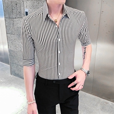 312A-257-P55新款社会小伙中袖衬衫韩版潮流男士五分袖衬衣B，男装T恤，星座312A-5