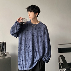 百搭时尚个性简约复古上衣宽松破洞ins风长袖T桖HY263TP35控48，男装T恤，电商A102B