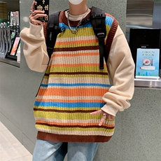 夏季新品设计师自制渐变镂空背心男女宽松美式无袖V领针织马甲，男装背心/马甲，星座716-2