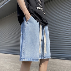 牛仔短裤男韩版潮流高街帅气2026夏季新款ins宽松五分裤RK386-P32，男装牛仔裤，星座412