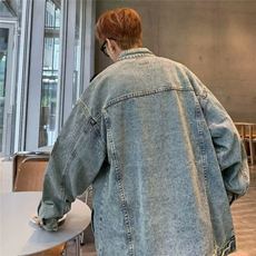 美式水洗牛仔外套男春秋新款宽松休闲青少年立领机车服GG8897P67，男装工装外套，星座1013-5