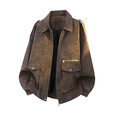 JK2563特P85控158拉链3D白底皮夹克外套棉服男100聚酯加棉特批100，男装夹克，电商B370