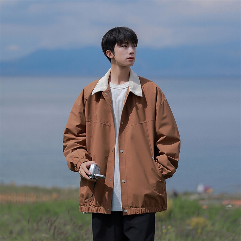 815A-MJ78632-58特秋冬纯色翻领外套夹克潮牌冲锋衣服男模,男装夹克,星座815A