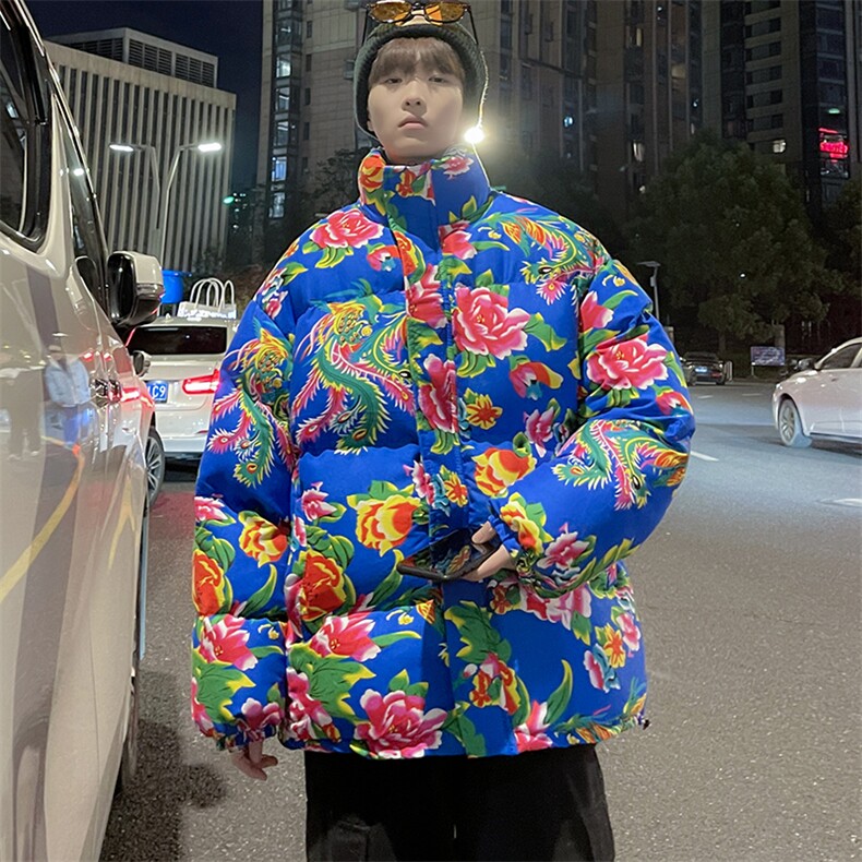 MY203东北大花风民族特色花棉袄棉衣保暖面包服大码男女棉服,男装棉衣,星座115A(原星座507）