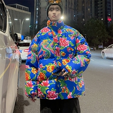 MY203东北大花风民族特色花棉袄棉衣保暖面包服大码男女棉服，男装棉衣，星座115A(原星座507）