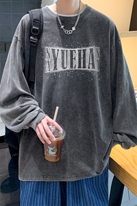 抖音供货、秋季现货水洗棉宽松版重磅长袖T恤 D223A-ST235-特P38图片