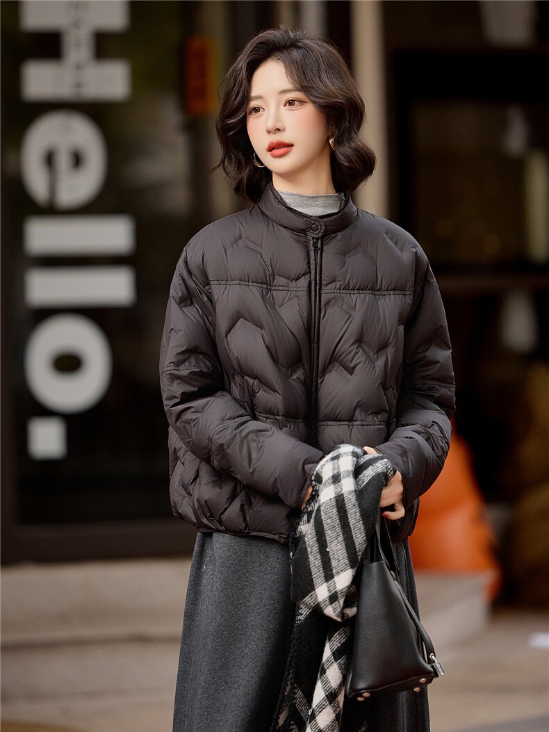 黑色短款羽绒服女2025冬季新款时尚百搭轻薄90白鸭绒外套,女装羽绒服,梦懿尔
