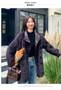 皮毛一体加厚环保皮草上衣女冬气质高端加厚皮衣外套图片