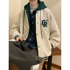 冬款加棉毛巾绣棉服潮假两件简约连帽外套男士8135-P140控价178，男装棉衣，电商A441-1