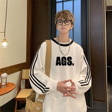 美式三杠条纹复圆领卫衣秋冬男女宽松长袖SW2475-P45控6850棉，男装卫衣，电商B370