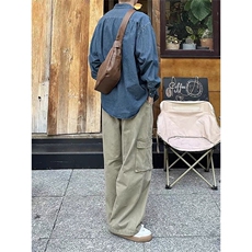 春季美式休闲工装裤纯棉直筒长裤男士复古高街裤子潮LG1311-P62，男装工装外套，星座1008