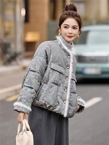【现货现货】冬季新款新中式刺绣羽绒服短款2025水貂毛拼接厚外套图片