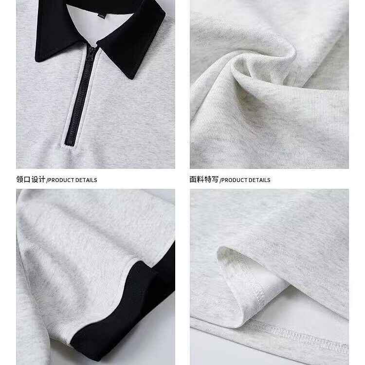 高级感撞色polo衫短袖t恤男夏拉链翻领半截袖宽松衣服PL2900P34,男装T恤,星座1013-5