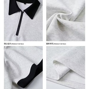 高级感撞色polo衫短袖t恤男夏拉链翻领半截袖宽松衣服PL2900 P34图片