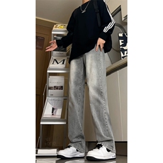 B221美式高街水泥灰弹力直筒牛仔裤LK24146-P60控79加绒P70控99，男装牛仔裤，电商B221