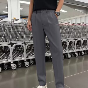 裤子男西装裤韩版潮流直筒宽松拖地裤垂感百搭休闲长裤图片