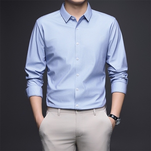 春秋款男士长袖翻领衬衫商务休闲男装青年衬衣打底衫图片