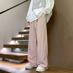 8XL-M特大码秋季新款垂感休闲裤男宽松直筒裤男裤拖地裤K943P40图片