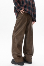 8XL-M特大码皮裤男直通休闲裤软软PU皮宽松阔腿男K9102P75控95，男装皮裤，电商D206-1