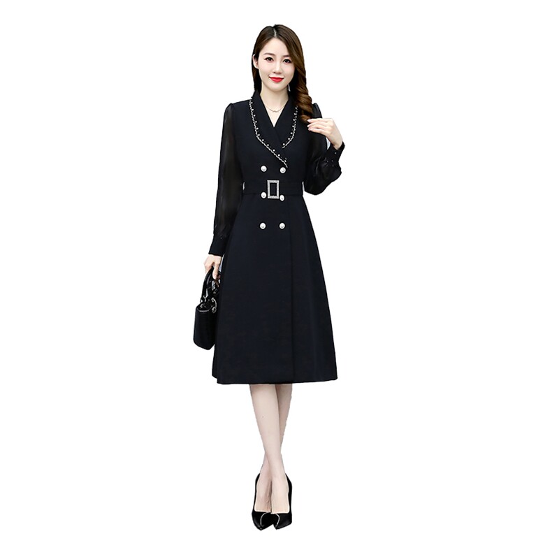 2024春装新款淑女气质修身显瘦长袖连衣裙甜美优雅小香风裙子,女装连衣裙,依如秀(原杭风阁)