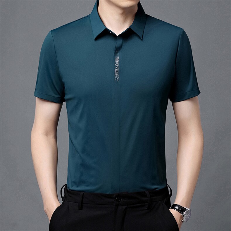 衬衫潮流上衣短袖2024年纯色百搭翻领宽松夏季POLO衫CGF617A,男装Polo衫,钱塘6003（原4033）