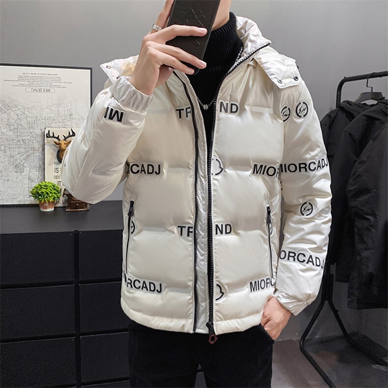 冬季新款大码加厚连帽压花短款潮牌情侣时尚羽绒服图片