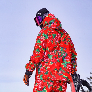 2024春东北大花袄民族风户外风防水滑雪服加绒保暖外套HF37-P175图片