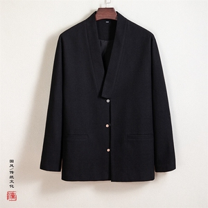 风男装棉麻男士禅意改良汉服领外套H108P90图片