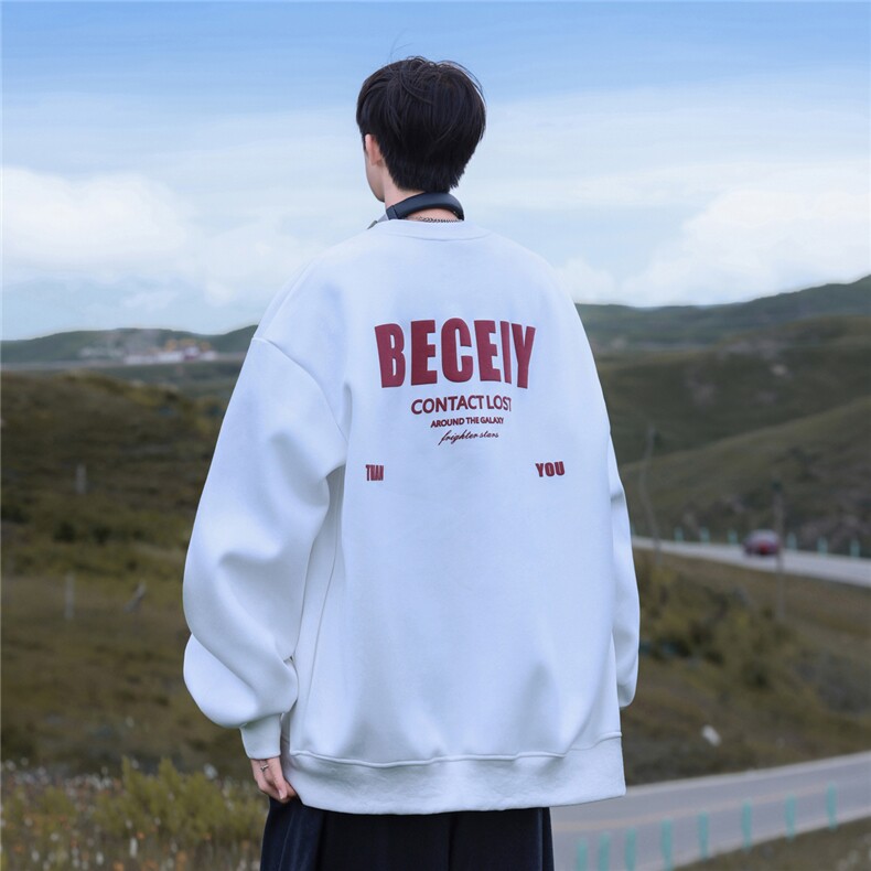 港风外景美式复古重磅圆领字母发泡印花情侣卫衣外套男D323P48，女装短外套，电商A335-1（原A458）