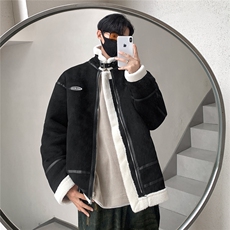 港风麂皮绒皮毛一体羊羔毛棉衣男夹克潮棉衣男YG7538P145控188，男装夹克，星座227-7