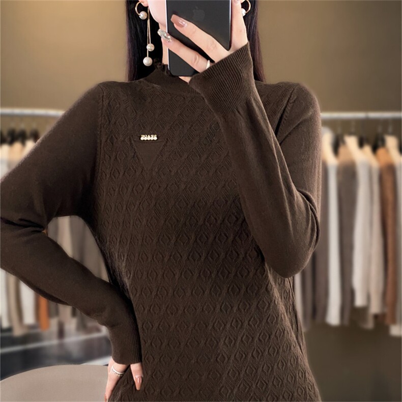 时尚百搭黑色高领毛衣女秋冬新款修身显瘦长袖针织衫打底衫上衣,针织衫/毛衣,暖姿羊绒