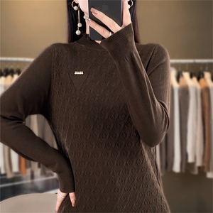 时尚百搭黑色高领毛衣女秋冬新款修身显瘦长袖针织衫打底衫上衣图片