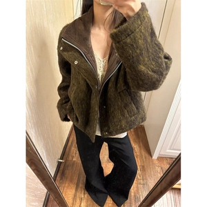 加厚慵懒风开衫毛衣外套男女年冬季小众设计感百搭上衣 J8161图片