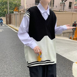 V领针织马甲男潮流百搭休闲B17P31图片