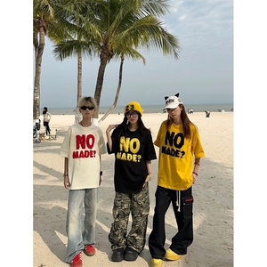 网图有货 美式夏季植绒毛巾绣短袖情侣宽松刺绣T恤男女 A510-P38图片