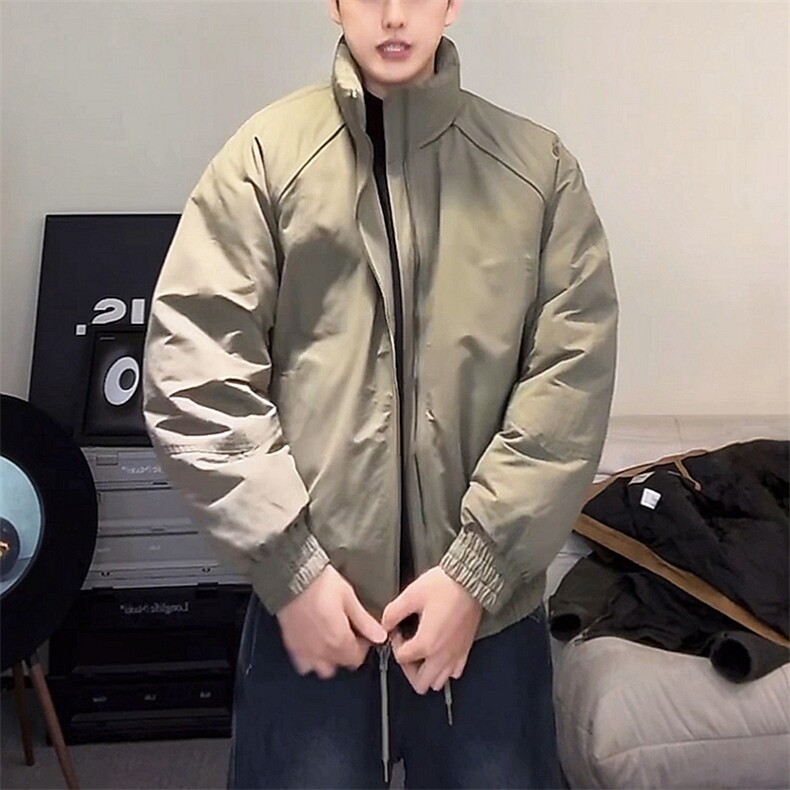 现货美式高街休闲棉衣夹克三防立领纯色户外工装加厚棉服外套,男装夹克,电商A486