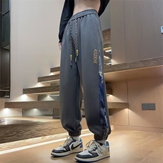 美式风复古直筒卫裤男秋季ins潮牌休闲裤高街阔腿运动裤子K20/P50，男装休闲裤，星座506