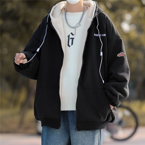 复古保暖开衫羊羔绒棉衣男女冬季加厚棉服港风宽松连帽外套 JF906图片