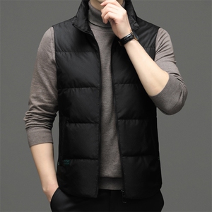 2024新款柔软保暖宽松80鸭绒防寒服外套立领羽绒服马甲保暖男装