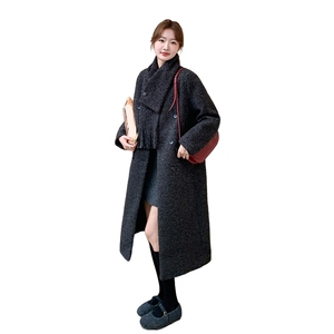 现货！加厚夹棉呢子大衣外套配围巾1C086-702-P225-K336图片