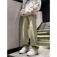 DWH68-P50美式复古做旧直筒水洗牛仔裤男女宽松设计感长裤子潮流，男装牛仔裤，星座603-2