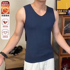 网图保暖蓄热内衣双面德绒打底衫男无骨缝合背心T24586特P14控38，男装背心/马甲，电商A001-1