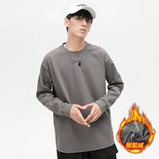 新款加绒加厚纯色潮流韩版宽松圆领休闲卫衣EY-3658JR-P50，男装卫衣，电商B306