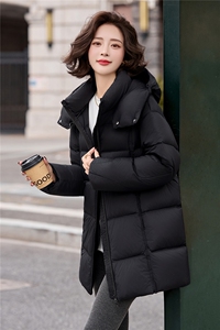 保暖中长款羽绒服女2025冬季时尚休闲加厚连帽白鸭绒外套潮图片