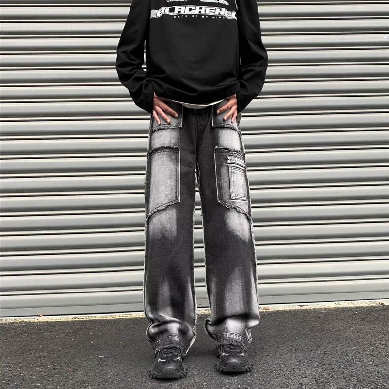 美式高街牛仔裤男韩版潮流痞子帅2025春季新款ins长裤RK1510-P49,男装牛仔裤,星座412-2