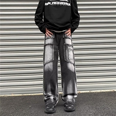 美式高街牛仔裤男韩版潮流痞子帅2025春季新款ins长裤RK1510-P49，男装牛仔裤，星座412-2